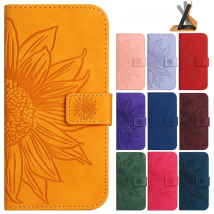 Wallet Flip Phone Case for Samsung Galaxy S26 S25 S24 S23 S22 Ultra S21 FE S20 Plus S10 Cases Sunflower Leather Back Cover Women