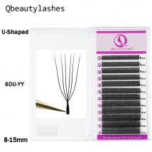 Qbeautylashes Cilios U-förmige 6D-Wimpern, 0,07 mm dick, künstliche Wimpern, natürlich, weich, bequem, vorgefertigte YY-Fächer, Schönheitssalon
