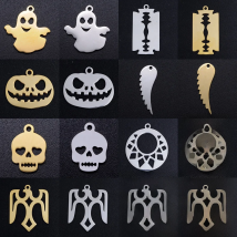 10pcs/lot Halloween Pumkin DIY Charms Wholesale 316 Stainless Steel Skull Ghost Connectors Charm Blade Cross Jewelry Pendant