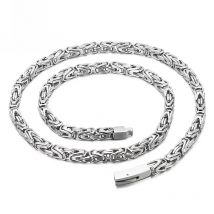 Fongten 65cm Byzantine Chain Necklace for Men Women Stainless Steel Square Chain Collar Choker Necklaces Multiple Color Jewelry