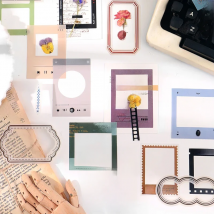 Journamm 15pcs PET Frame Series Stickers Junk Journal Scrapbooking Background Decorative Stationery Supplies Material Stickers