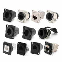 AVSSZ RJ45 Network Connetor CAT5E CAT6 CAT6A Gigabit 10GE Round D Type Crimping Docking Base CAT3 RJ11 4 Poles Telephone Socket