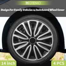 Copricerchi Stile Spada da 14 Pollici per Cerchioni in Ferro – Set di 4 Copricerchi in Acciaio Sportivi, Cerchio 14, Sostituzione per Pneumatico R14