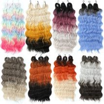 24 Inch Anna Hair Synthetic Loose Deep Wave Braiding Hair Extensions Rainbow Color Ombre Blonde Curl Twist Crochet Hair 300G