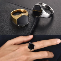 Men Fashion Ring Stainless Steel Gold Color Silver Color Flat Rings High Quality Male Band Hiphop Punk Jewelry Accessories Gift