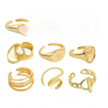 925 Sterling Silver New Simple Flower Eye Gold Color Rings Retro Distressed Opening Handmade Ring Fashion Fine Jewelry