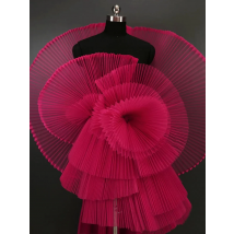 Accordion Pleated Stiff Gauze Fabric By The Meter,Stage Background Mesh Fabrics,DIY Shape Sew Fashion Dress Designer Fabrics