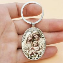 Retro Virgin Mary Alloy Keychain - Unique Design of Religious Time Gem Suitable for Car Keys and Backpack Pendant Gifts