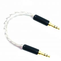 TOP-HiFi 10cm Silver Plated 3.5mm Male to 3.5mm Male Stereo Audio 3.5mm Male to Male Audio Cable Car AUX Wire Jump Cable