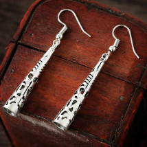 Retro Fashion Hollow Ethnic Style Earrings Bohemian Exquisite Carved Totem Earrings Alloy Torch Earrings Women's Jewelry