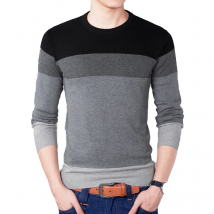 2025 Autumn Fashion Brand Casual Sweater O-Neck Striped Slim Fit Mens Sweaters Pullovers Men Pull Homme Contrast Color Knitwear