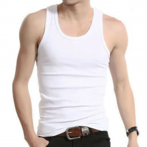 Brand Clothing Men's O neck Sleeveless Bodybuilding Tank Tops Slim Fits Tee Round-Neck Tops Male U Tank Top Vest White Black
