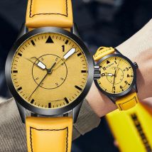 OCHSTIN Mens Fashion Luxury Mechanical Automatic Skeleton Watch Transparent Back Cover Creative Design With Yellow Calendar Dial