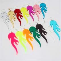 KUGUYS Flame Long Earrings for Women Dangle Blue Pink Red Purple Orange Green Gold Silver Color Acrylic Trendy Jewellery