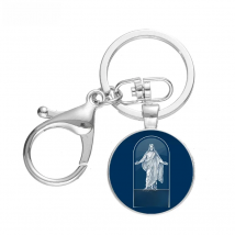 FIMAODZ Mormon Church LDS Keychain for Mormons Gift Glass Cabochon Pendant Lobster Clasp Key Chain Alloy Pendant Jesus Keyring