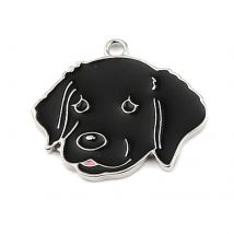 Cute Labrador Retriever Dog Charms Silver Color Metal Black Enamel Pendants DIY Making Earrings Jewelry Gifts 28mm x 25mm,5PCs