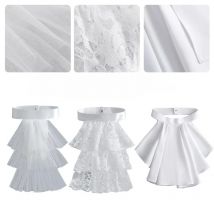 Elegant Victorian Costume Collar Ruffled Lace Jabot Neck Collar for Halloween Parties Cosplay Vampires Costume Collar