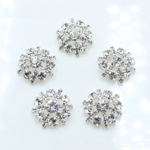 10pcs Snowflake 25mm Flower Rhinestones Buttons Shank Sewing Button Wedding Decoration Diy Metal Diamond Crystal Bow Accessories