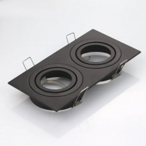 Hot Sale Aluminum Double heads GU10 MR16 Downlight Holder Black Silver White GU10 Fixture Frame Square MR16 Spot Light Bracket