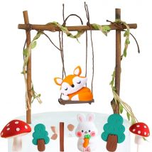 Woodland Cake Decoration Holiday For Animals Bamboo Basket Fox Hedgehog Cupcake Topper Rabbit Figure Doll Kids Birthday Favors