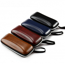 VIVIBEE Men Black PU Leather Sunglasses Case Zipper Waterproof Sun Glasses Eyewear Storage Men Eyeglasses Genuine Spectacle Box