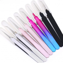 1PC Tweezers Stainless Steel Gold Blue for eyelash extension high-precision eyelash extension tweezers Thin tip