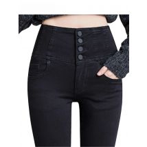 Button Fly Jeans High Waist Front for Women Tummy Control Stretch Denim  Black Petite XS - 4XL  Dress Pants With Pocket ouc433