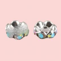 50pcs AB Color Austiran Crystal Wave Side Metal Rhinestone Rondelle Big Hole Loose Spacer Beads For Jewelry Making DIY Supplies