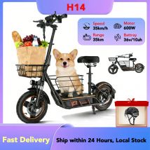 H14 Elektroroller mit Sitz, 600W, 36V10AH, 35KM/H, 14'' Reifen, IPX5, großer Staukorb, faltbarer, tragbarer E-Scooter, Geschenk für Helm