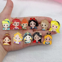 10pcs Disney Princess Series Pendant Earrings DIY Designer Handmade Jewelry Accessories Keychain