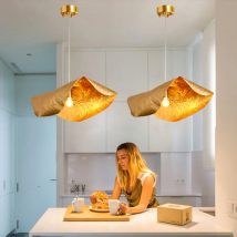 Postmodern light luxury all copper lamp chandelier restaurant living room bar pendant light retro designer lotus leaf  lighting