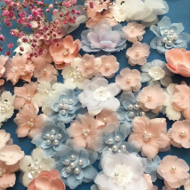 Multicolor Beaded Flower Sew On lace Patch for wedding jewelry accessories clothes decoration DIY 3D applique