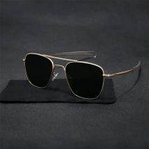 NIEEPA New Vintage Double Beam Metal Frame Sunglasses for Men Luxury Polarized Light Oval Pilot Sun Glass Oculos De Sol