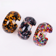 Bohemian ZA Acrylic Leopard Print Resin Bracelets Colorful Bangles For Women Resin Cuff Bracelet Fashion Punk Elegant Jewelry