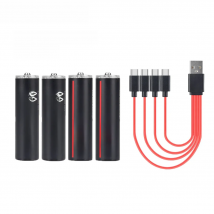 Soshine 1.5v AA Rechargeable Battery USB Li-ion 2600mWh 2A Batteries 1.5 Volt Lithium Battery with 4-in-1 USB Cable Dropshipper