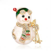 Wuli&baby Lovely Enamel Snowman Brooches Women Rhinestone Christmas New Year Brooch Pins Gifts