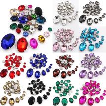 20Pcs/Bag Oval Shape Mix Size Glass Crystal Pointback Claw Setting/Cup Rim Rhinestones For Clothing/Wedding Decorations