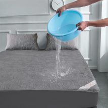 Super Waterproof Quilted Mattress Cover Air-Permeable Bed Protector Pad Cover Queen Mattress Topper Not Including Pillowcase