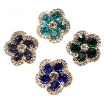 5pcs Brand New 25mm Metal Flower Rhinestone Button Shank Diamond Accessories DIY Wedding Decor Sewing Clothing Buttons