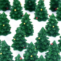 10P Resin 3D Christmas Tree Miniature Fairy Garden Figurines Dollhouse DIY Keychain Earrings Dangle Pendants Jewelry Accessories