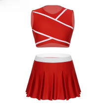 Womens Adult Cheerleading Uniform Outfit Sexy School Girls Cosplay Dance Costume Dancewear Crop Top with Mini Pleated Skirt
