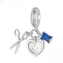BAMOER Solid 925 Sterling Silver Tailor Set Charm Bead fit Original Bracelet DIY Scissors & Button & Sewing Charm SCC2930