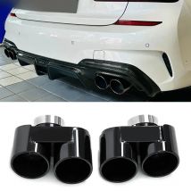 1 Pair Quad Exhaust Tailpipes For BMW G20 G21 320i 330i 330e Upgrade Quad Carbon Fiber Muffler Tailpipes Exhaust System 2020+