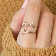 Custom Double Name Rings for Women Men Personalized Couple Ring Stainless Steel Jewelry Customized Heart Ring Wedding Gift 2024