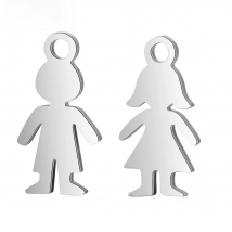 10pcs/Lot Stainless Steel Charms Full Polishing Cute Boy and Girl Pendants for Jewelry Making DIY Accessories