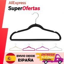 Perchas de Terciopelo para Trajes, Hombros con Muescas, Antideslizantes para Chaquetas, Camisas, Pantalones, abrigos，Gancho Giratorio de 360°, Pack 10/20/30/50/100 Unidades Color