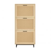 SoBuy FSR155-N Zapatero de 3 pisos Zapatero estrecho 6 superficie de estantes cómoda para zapatos estante para zapatos naturaleza