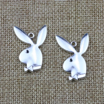4pcs/Lot 20x53mm Rabbit Head Alloy Charms Antique Silver Color Pendants for DIY Jewelry Making Charm