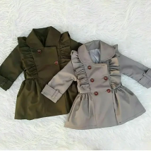 PUDCOCO Toddlers Girl Bandage Casual Jacket Windbreaker Dress Coat Long Ruffle Trench Outwear 2-7T