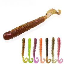 10 Pcs 6cm 1.3g Worms Soft Bait Jig Wobbler Fishing Lure Shrimp Flavor Artificial Silicone Bait Fishing Spiral Tail Swimbaits